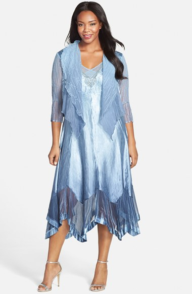 Blue Handkerchief Hem Dress