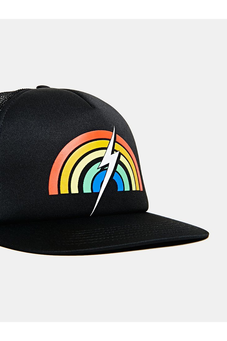 Lightning Bolt Rainbow Trucker Hat in Black for Men