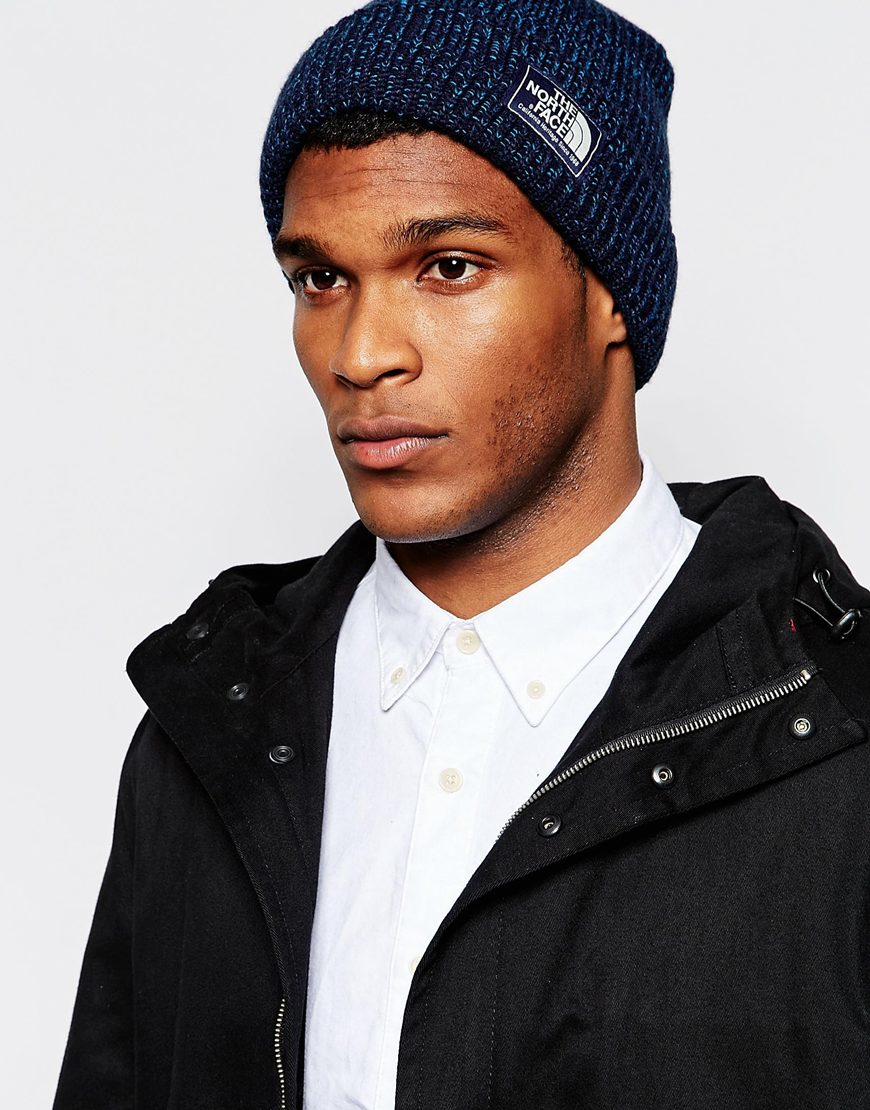 North Face Salty Dog Beanie Hat in Navy 