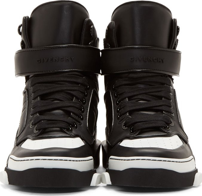 Lyst - Givenchy Black and White Leather Runway High_top Sneakers in ...