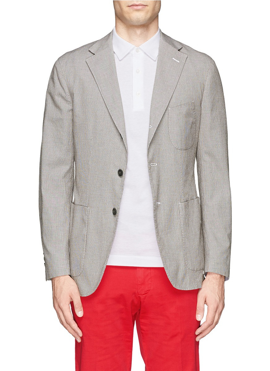 Canali Mini Houndstooth Three-button Blazer in Gray for Men | Lyst