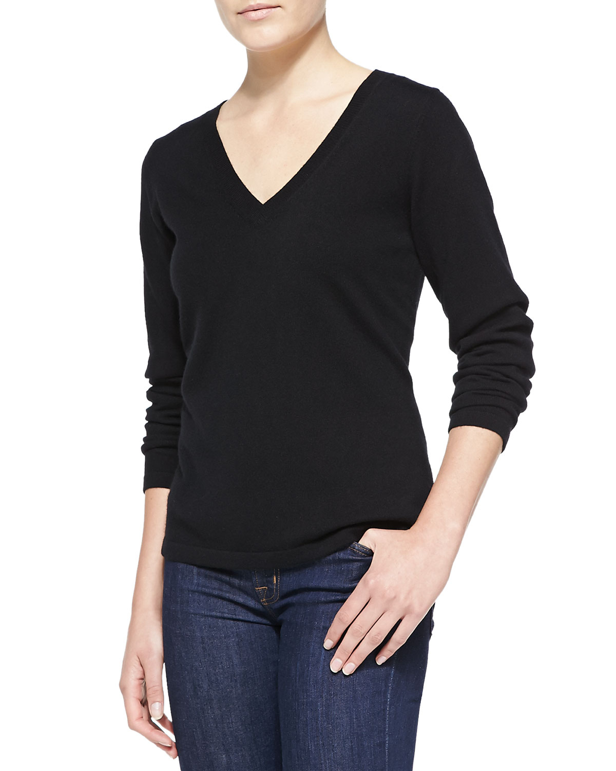 Lyst - Escada Vneck Cashmere Pullover Sweater in Black