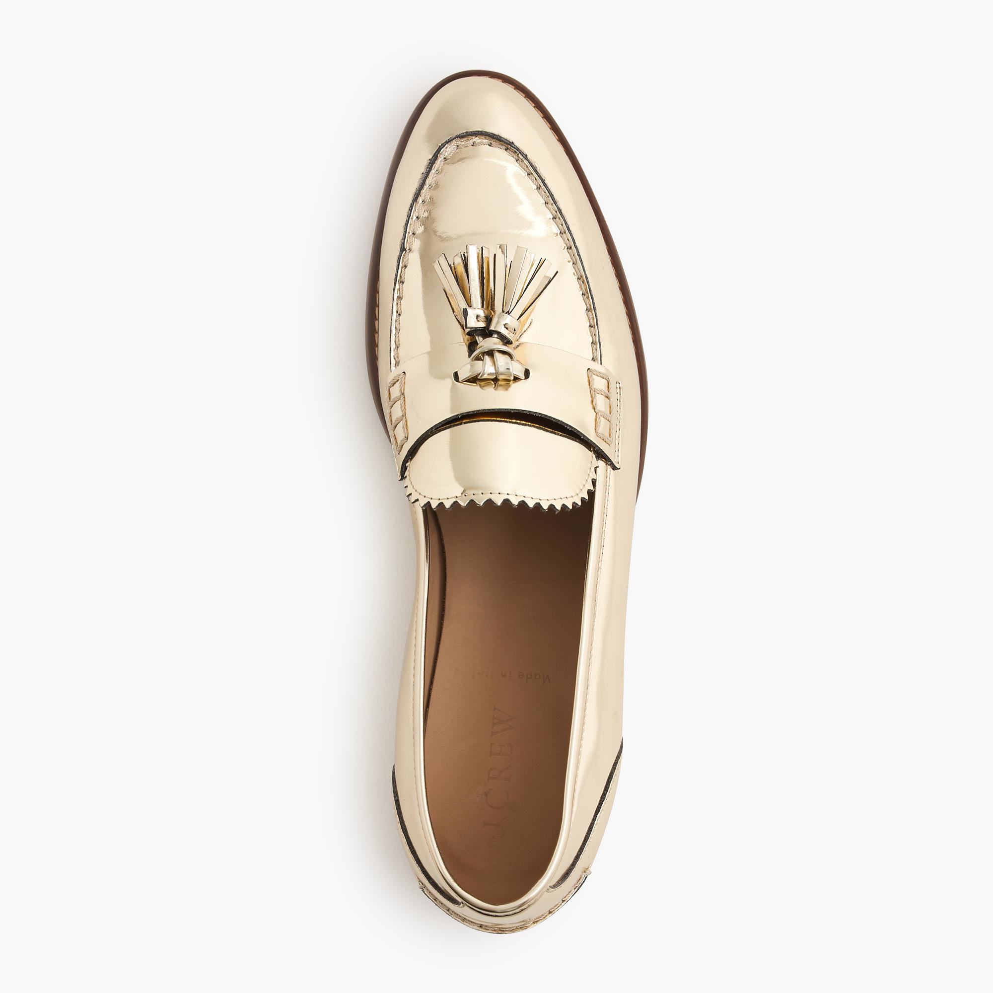 j crew gold loafers