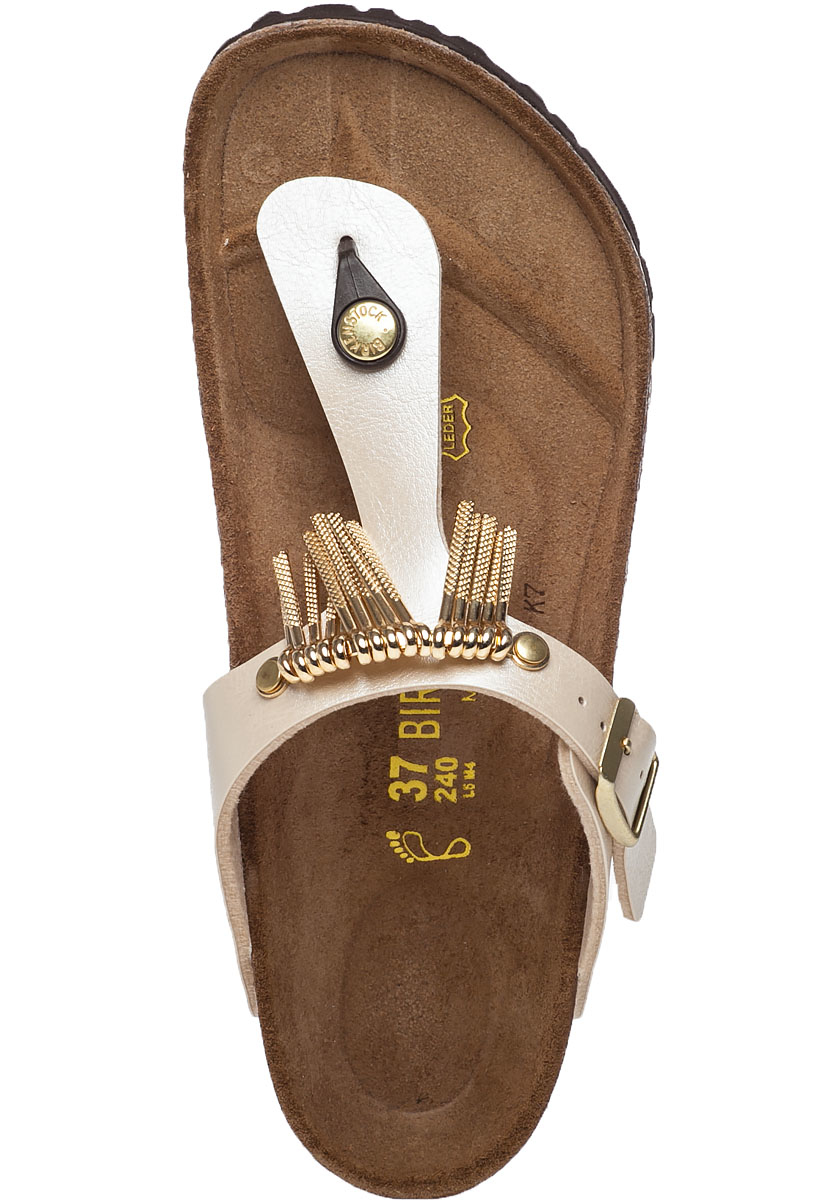 Birkenstock Suede Gizeh Fringed Pearl Sandals in White | Lyst