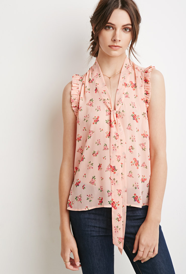 Lyst - Forever 21 Ruffled Rose Blouse in Pink