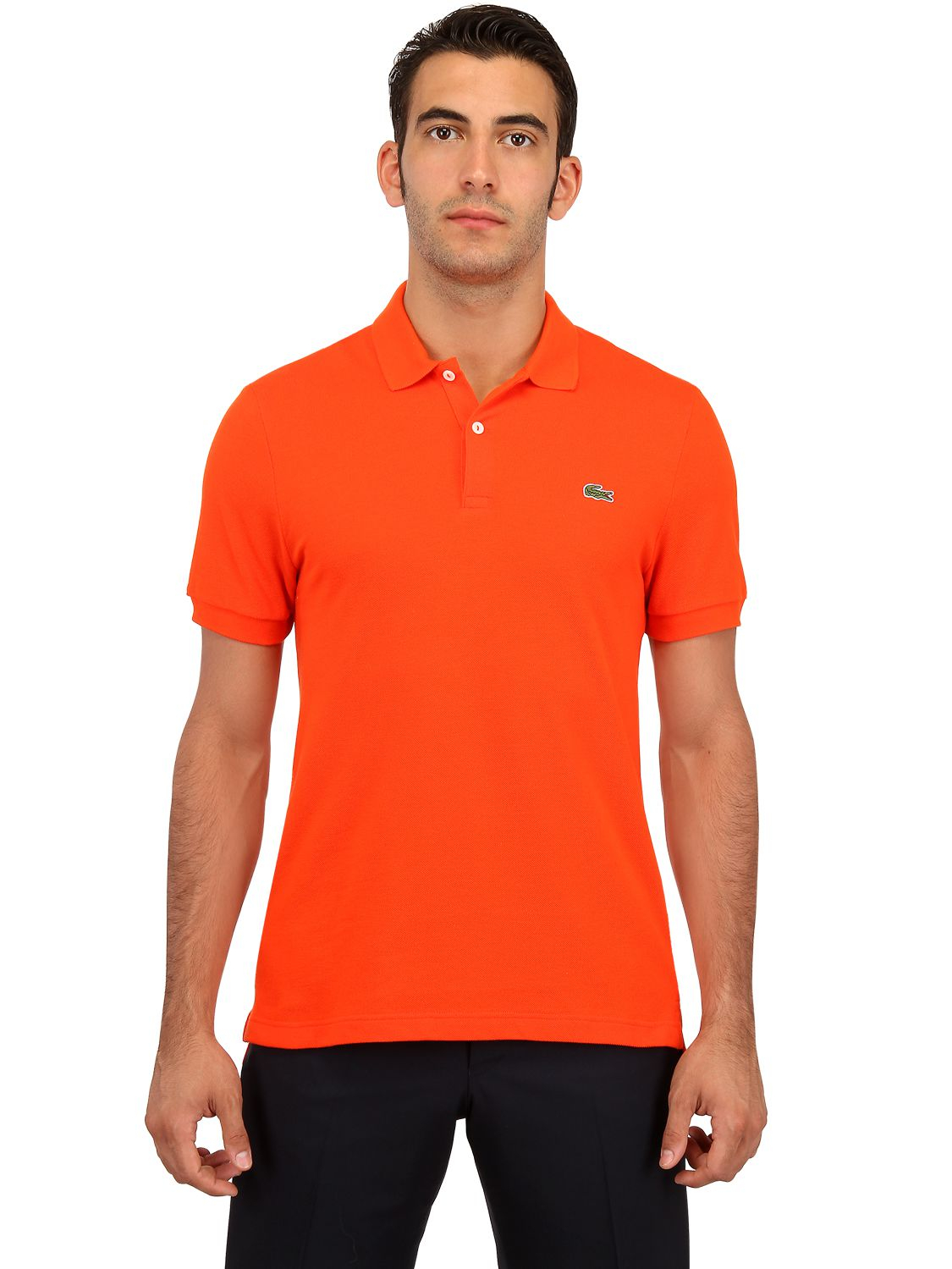 orange lacoste shirt