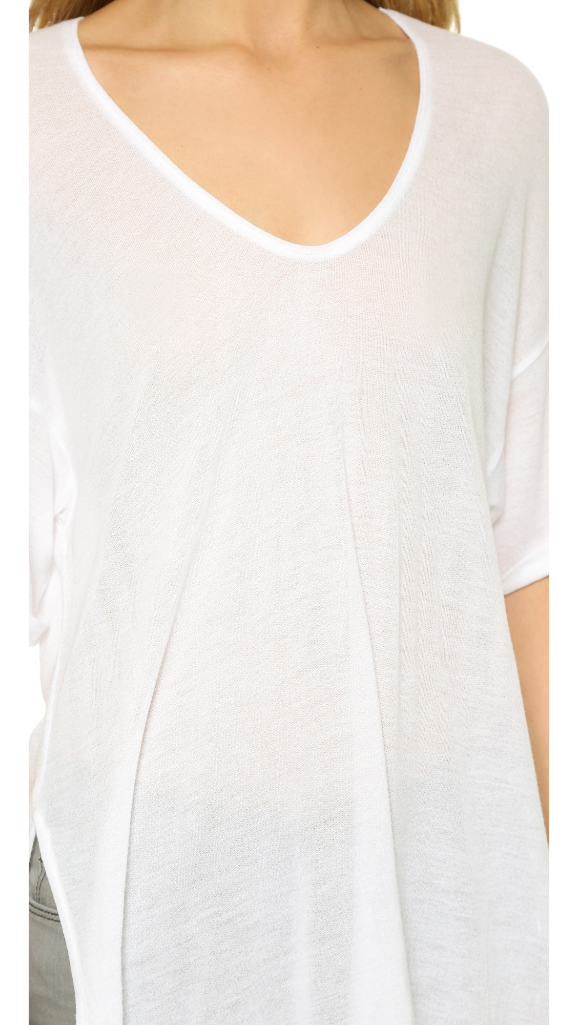 Lyst Frame Le Boyfriend V Neck Tee Blanc in White