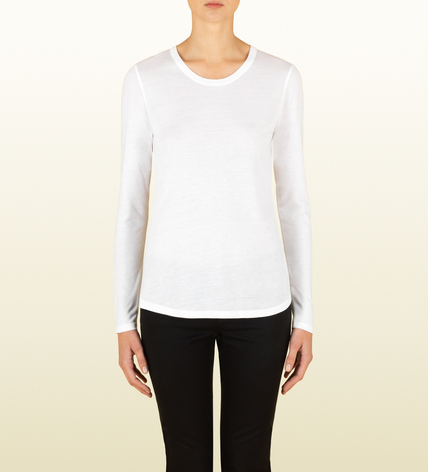 Lyst - Gucci Women's White Silk Jersey Long Sleeve T-shirt From Viaggio