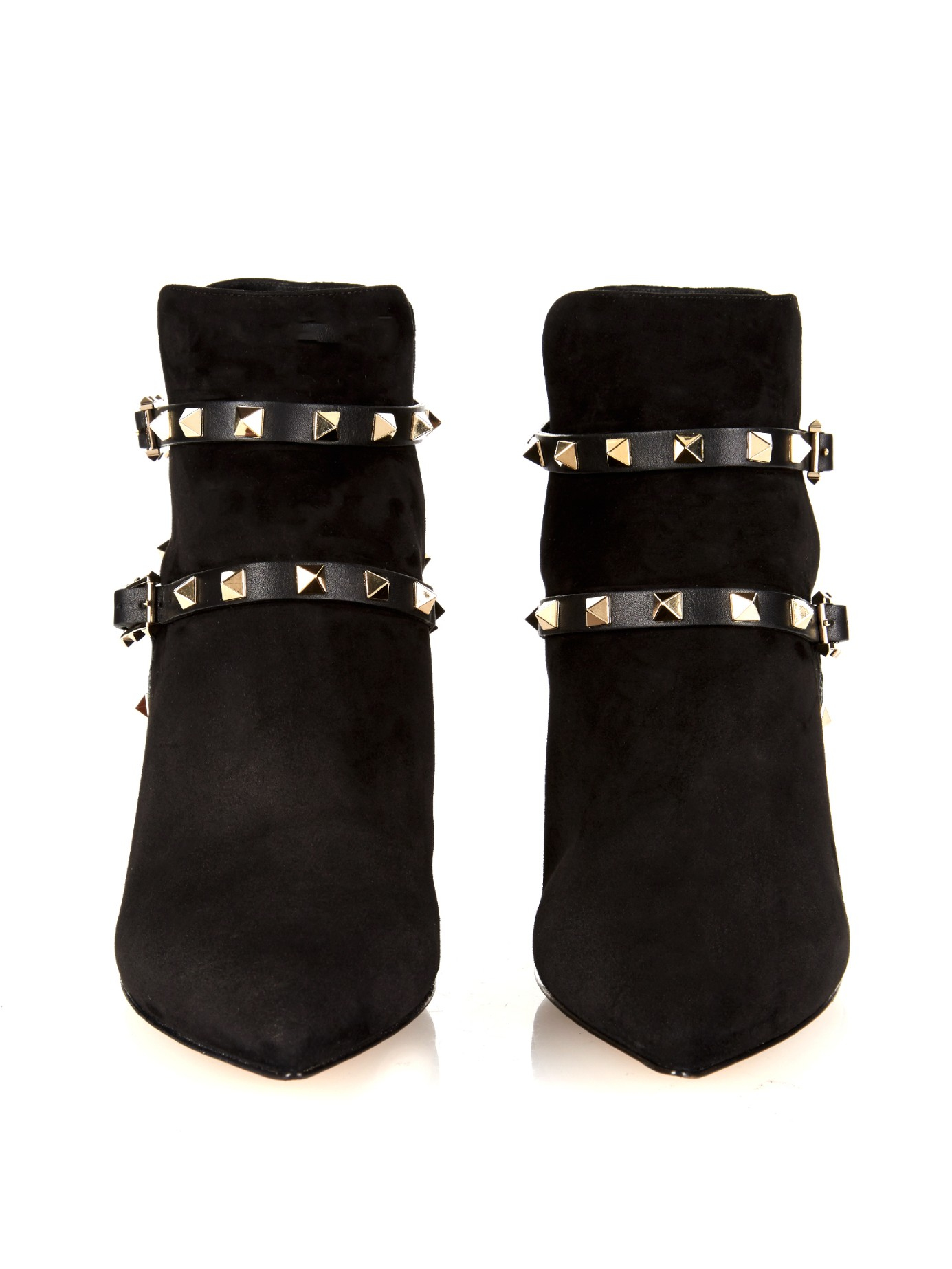 Valentino Rockstud Suede Ankle Boots in Black - Lyst