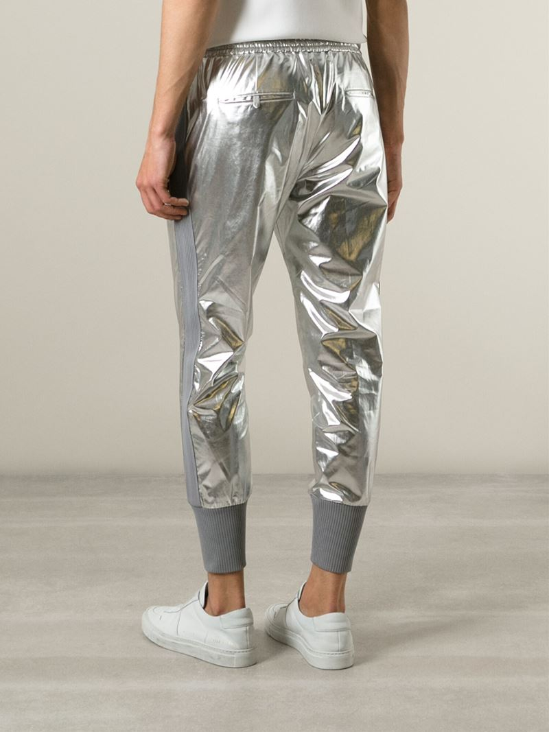 metallic track pants