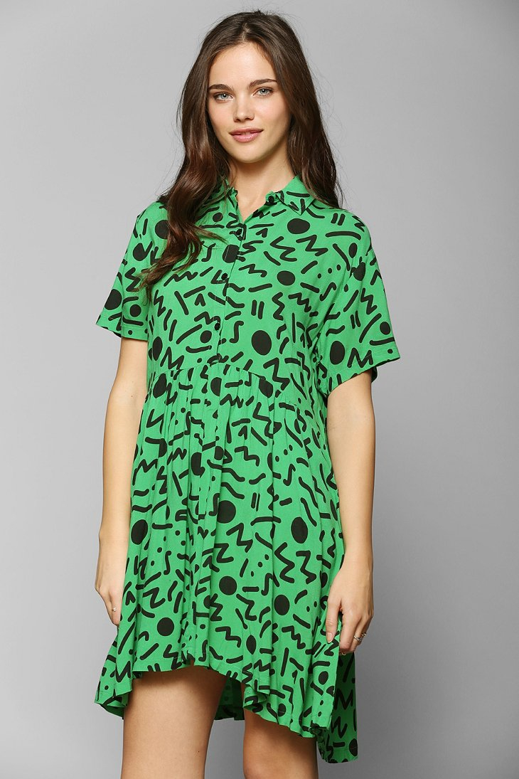 Lyst Lazy Oaf Going Green Babydoll Dress in Green