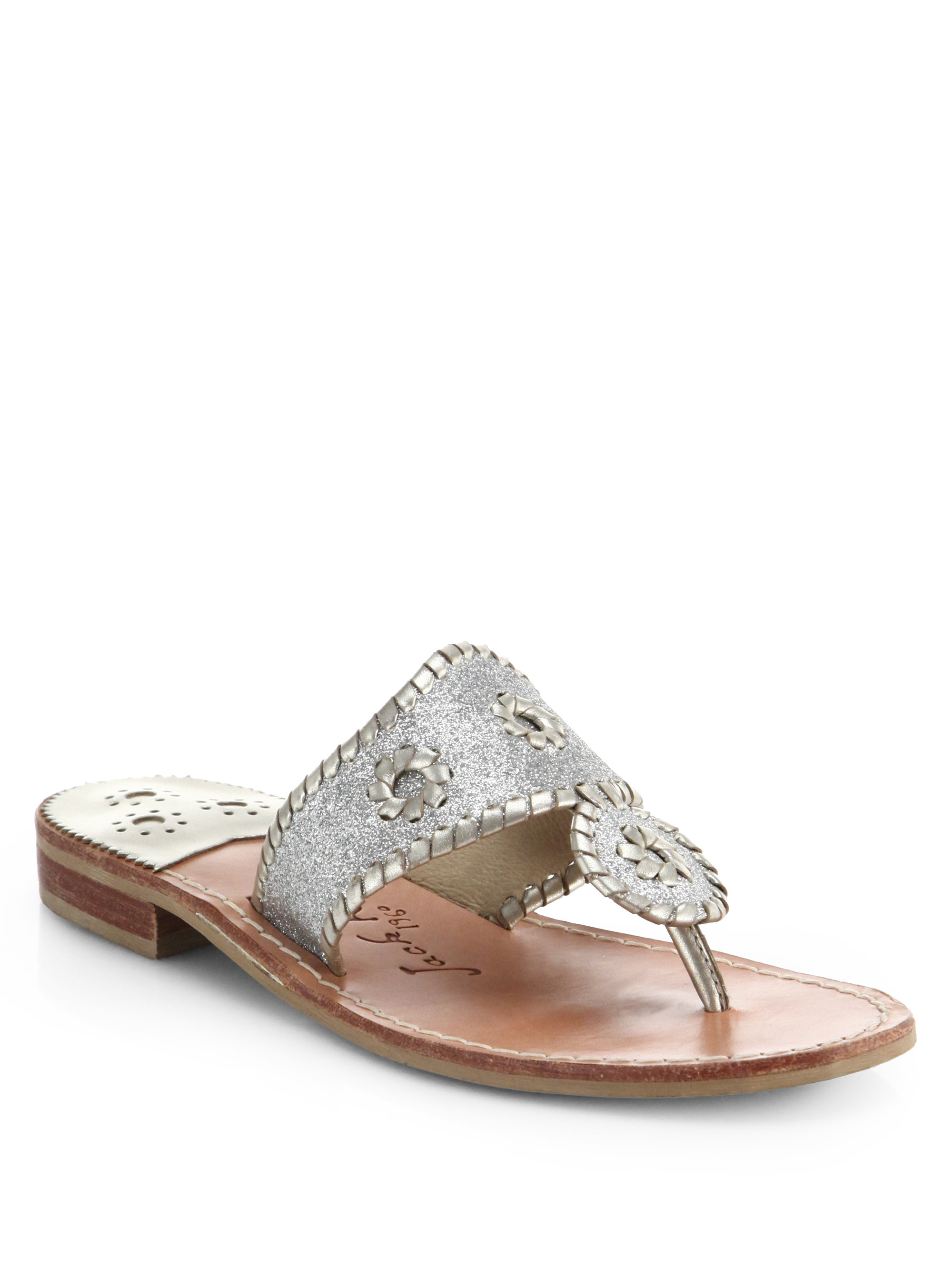 Lyst - Jack Rogers Sparkle Leather Thong Sandals in Metallic