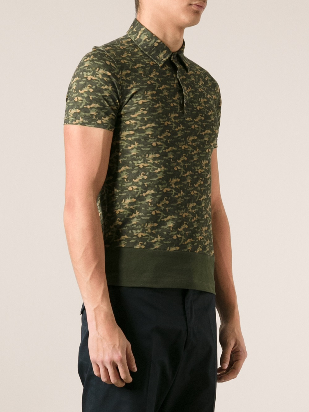Moncler Camouflage Polo Shirt in Green for Men - Lyst