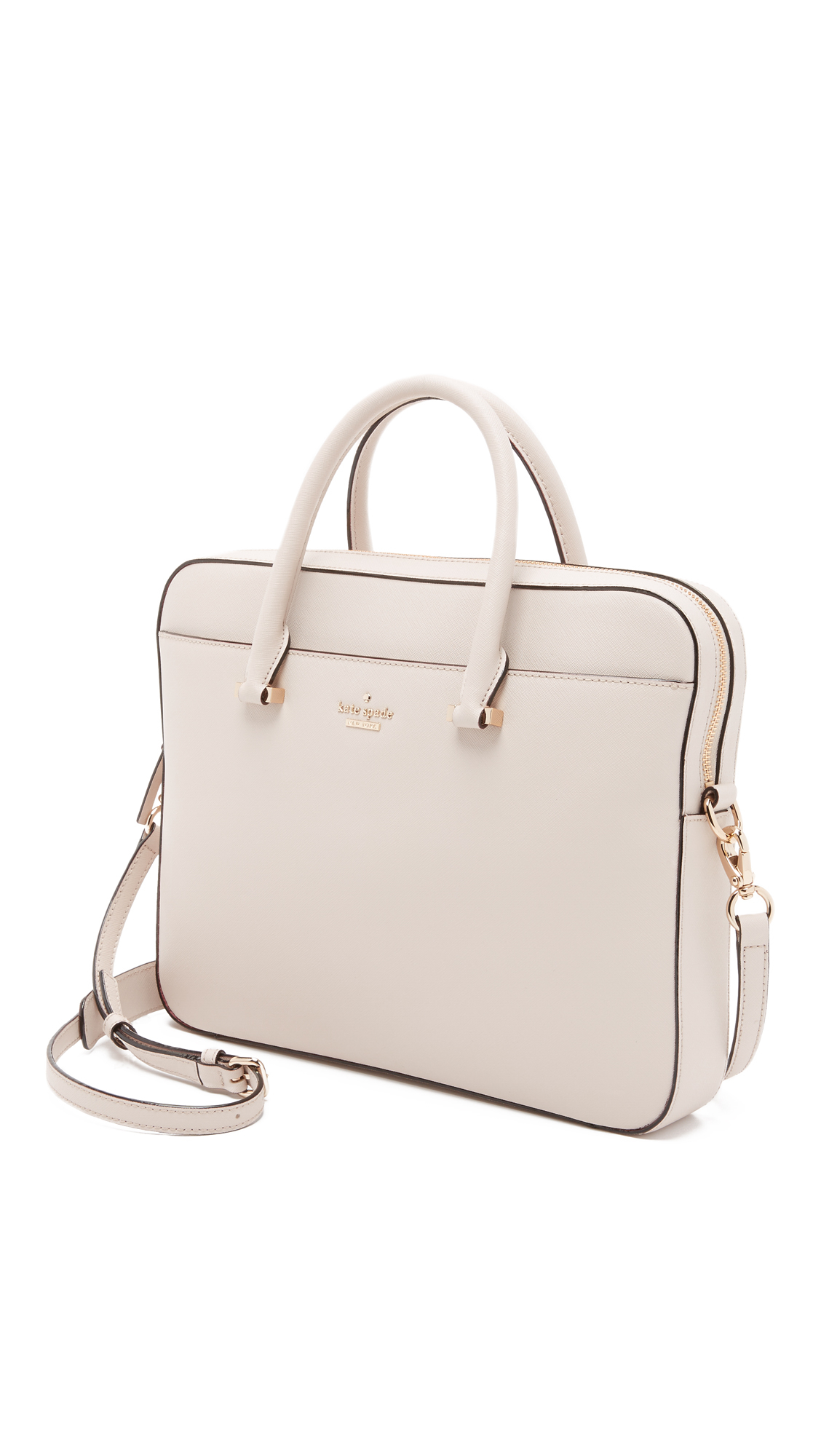 Kate Spade Leather 13 Inch Saffiano Laptop Bag in Natural - Lyst