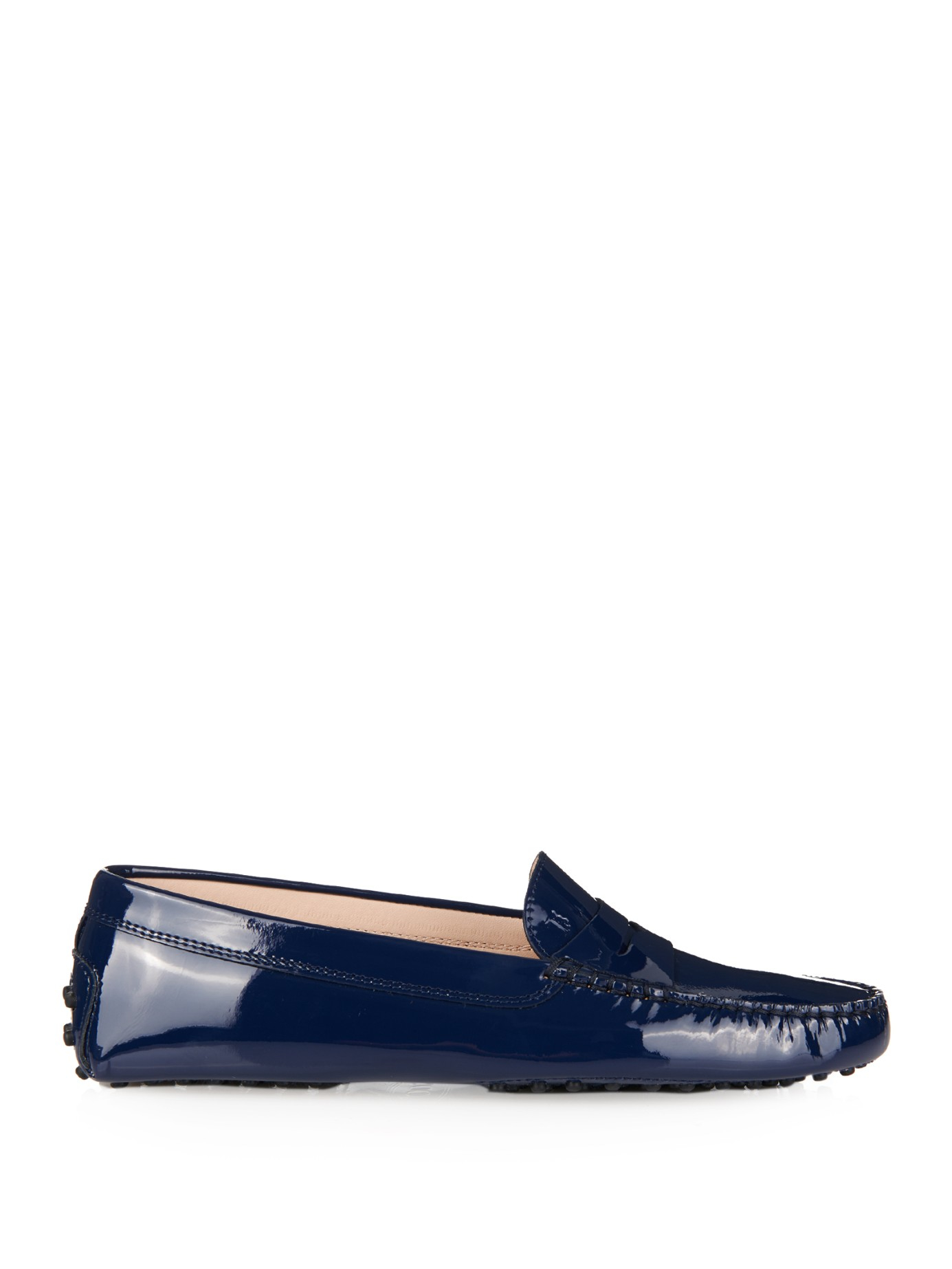 Tod's Gommino Patent-Leather Loafers in Blue | Lyst