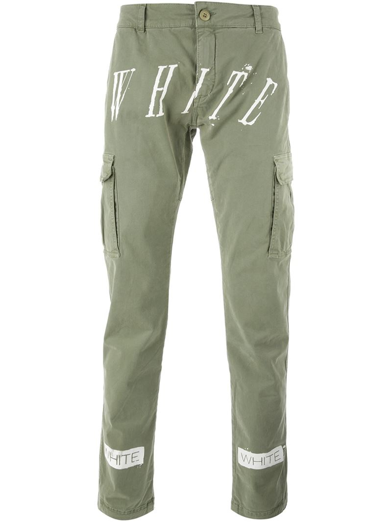 Off-White c/o Virgil Abloh 'new White' Cargo Trousers in Green for 