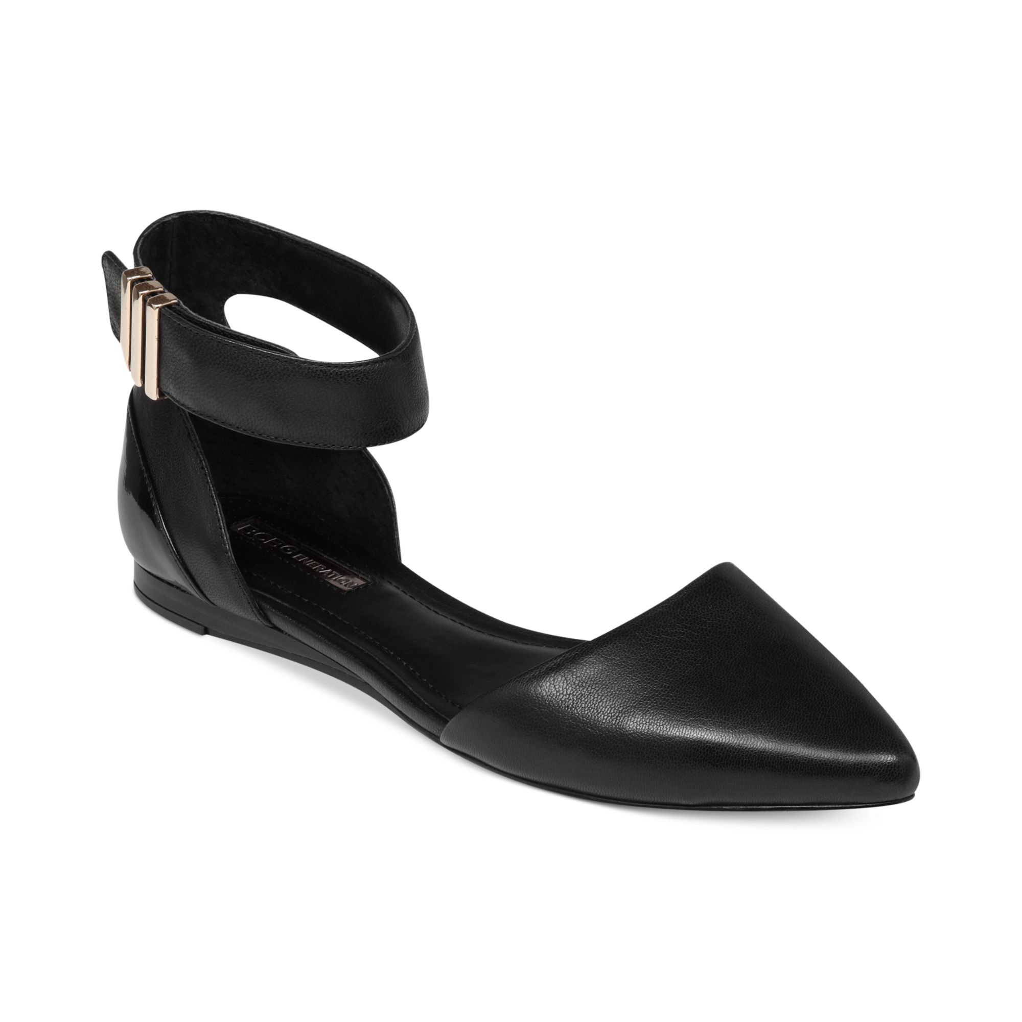 Bcbgeneration Tilda Two Piece Ankle Strap Flats in Black | Lyst