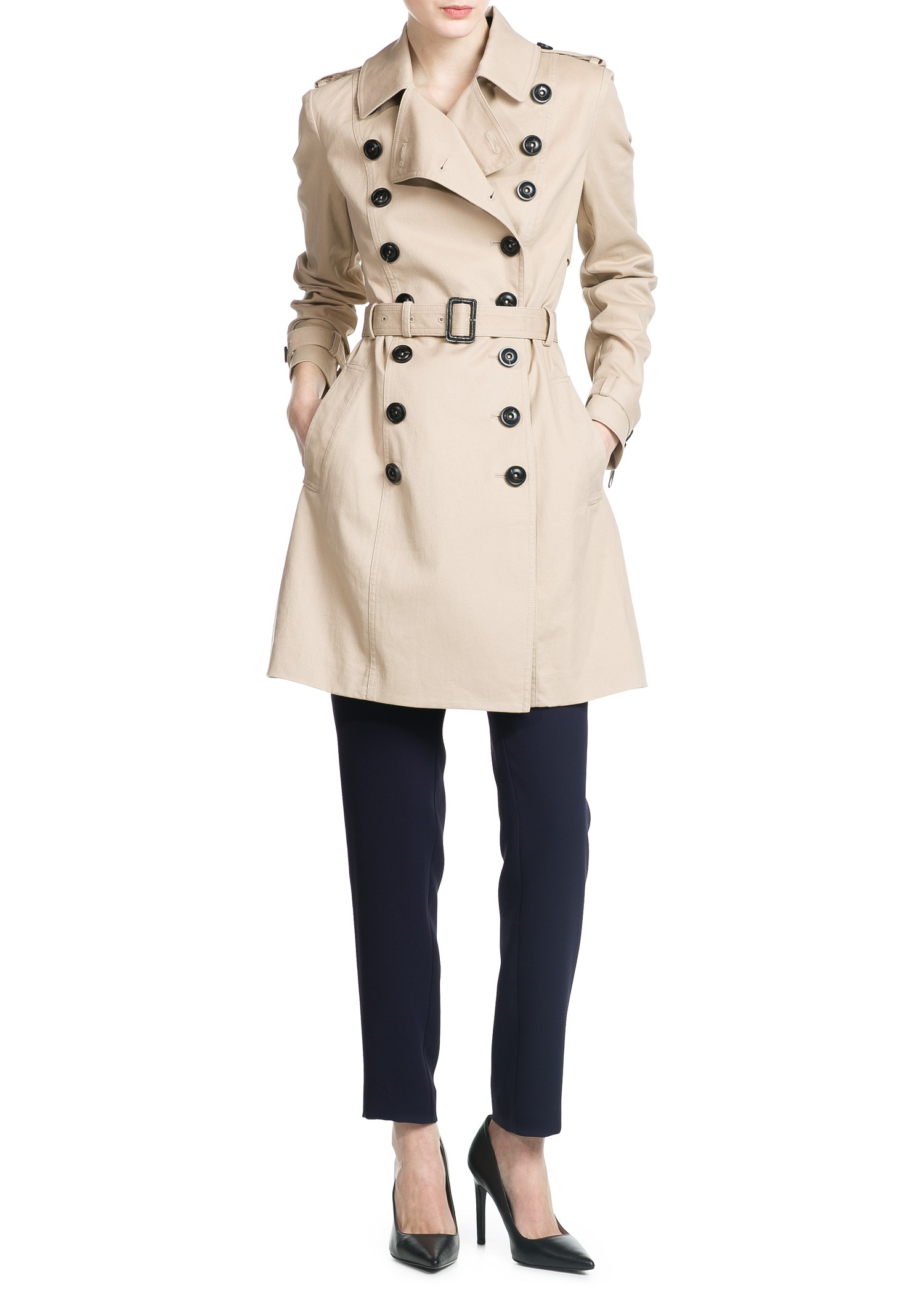 Mango Classic Cotton Trench Coat in Natural - Lyst