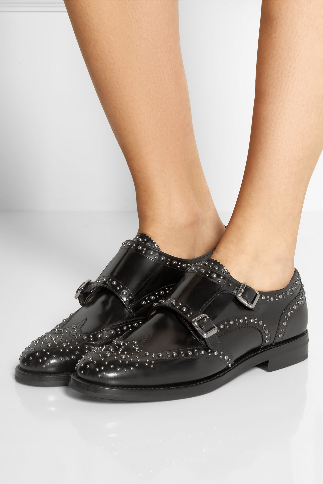 Met Monk-strap Studded Leather Brogues 