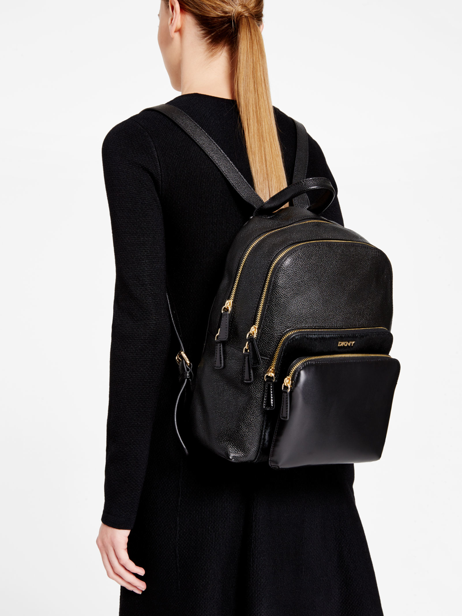 DKNY Mixed Material Backpack in Black - Lyst