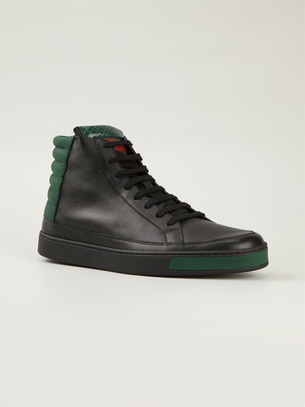 Lyst - Gucci Ribbed Detail Hi-top Sneakers in Black for Men