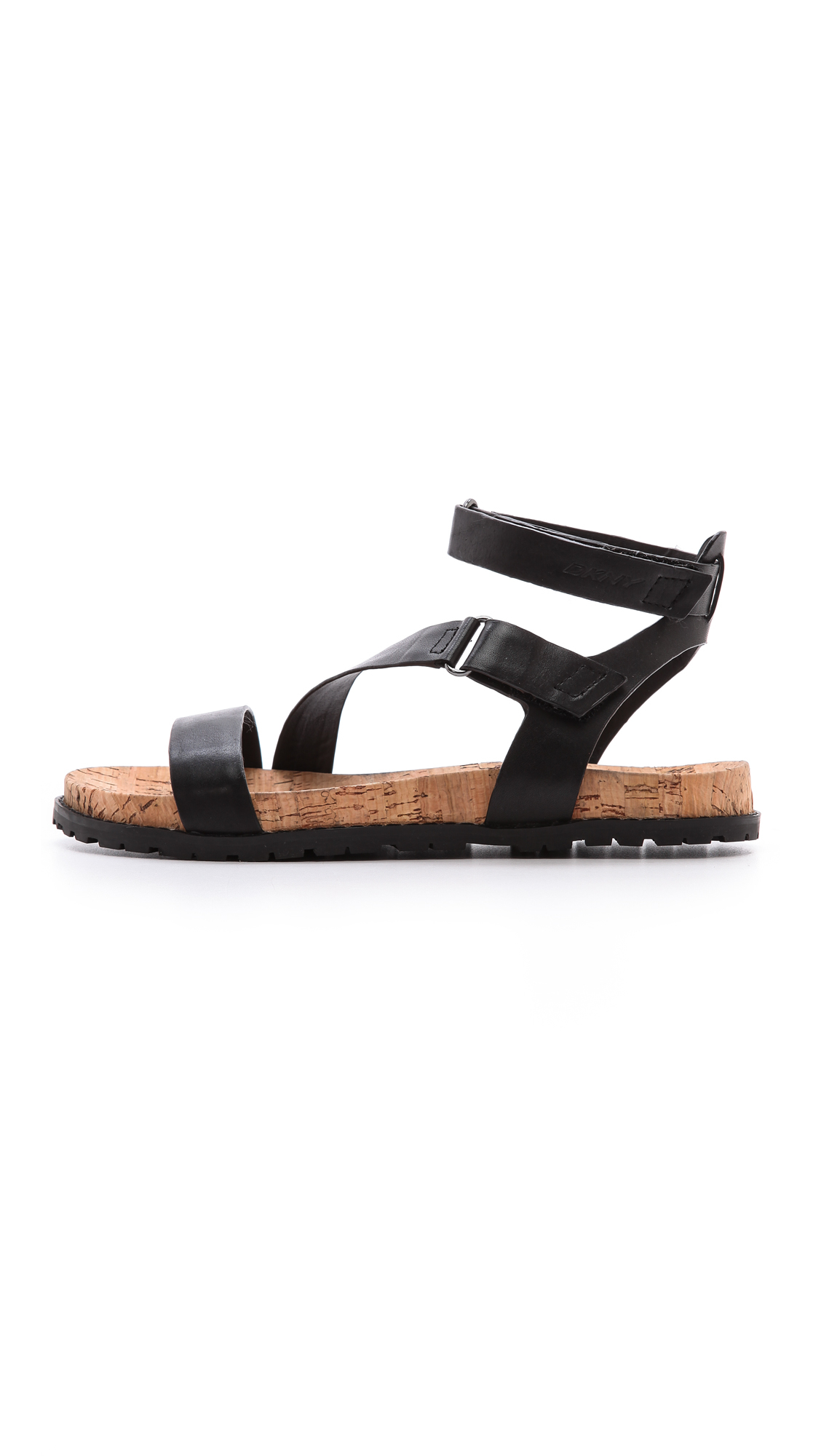 DKNY Sterling Ankle Strap Flat Sandals Black - Lyst