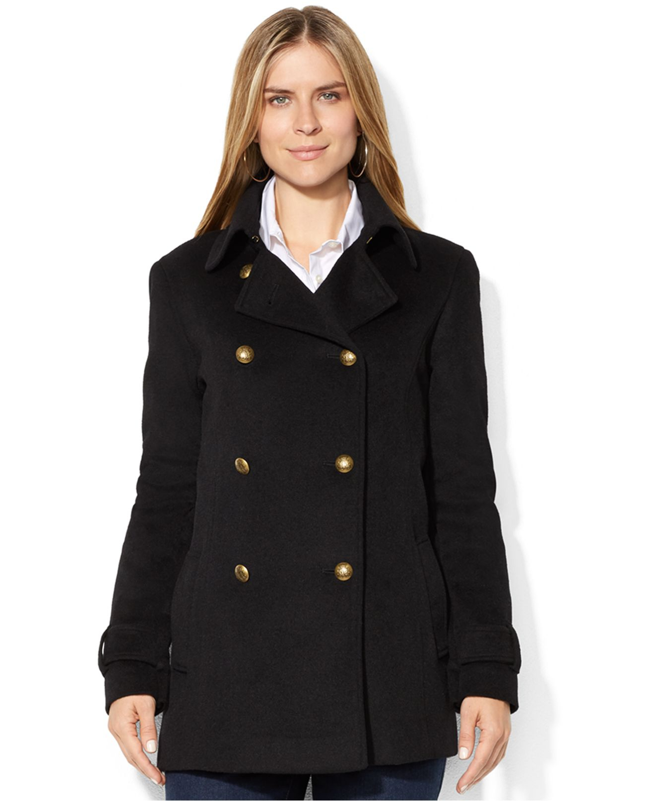 Double-Breasted Pea Coat in Black 