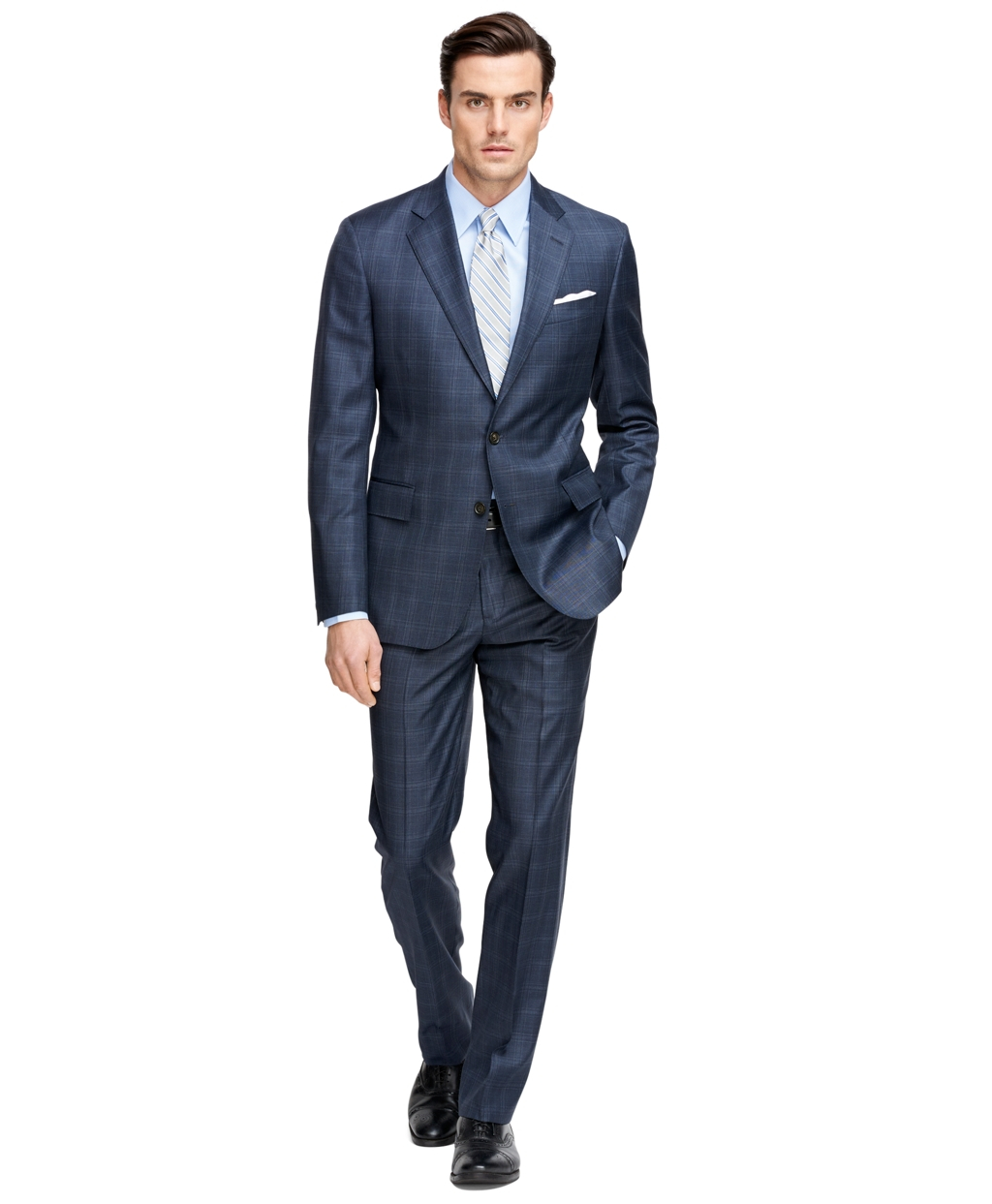 Lyst - Brooks Brothers Regent Fit Saxxon Wool Blue Plaid 1818 Suit in ...
