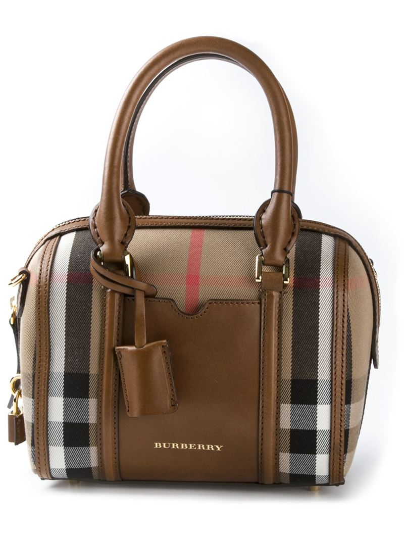 Burberry 'Sartorial House' Check Mini Bowling Bag in Brown - Lyst