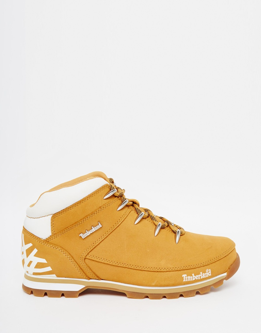 worship Andes courtesy Timberland Leather Euro Hiker Boots - White Logo | Lyst