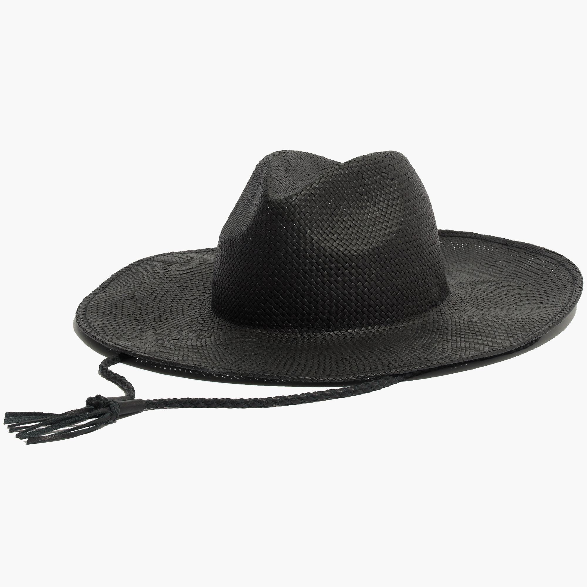 Madewell WideBrimmed Straw Fedora Hat With Leather Cord in Black Lyst