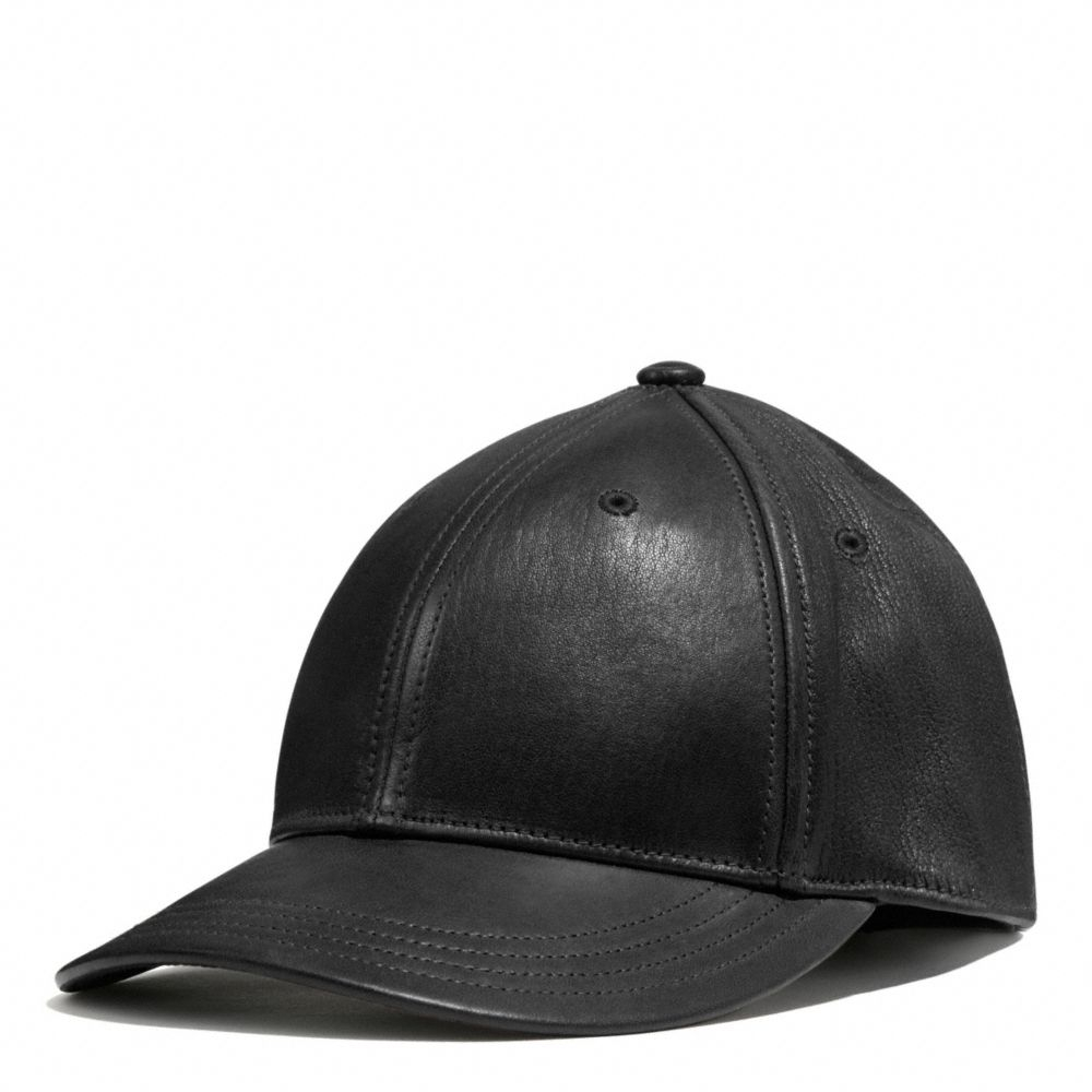COACH Leather Baseball Cap in Black for Men - Lyst