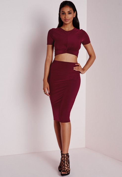 burgundy bodycon skirt