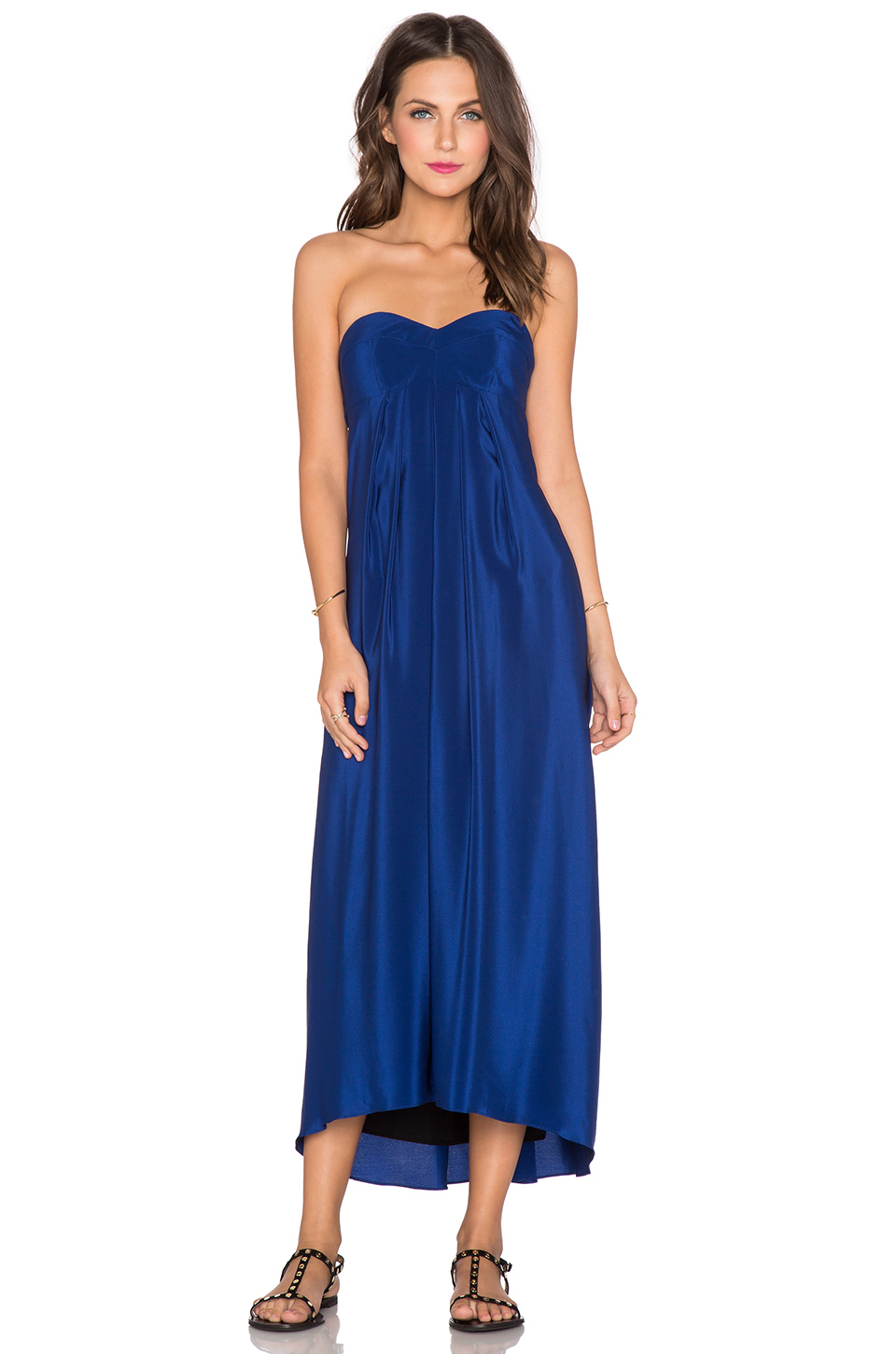 Amanda Uprichard Silk Tie Back Maxi Dress in Sapphire (Blue) - Lyst