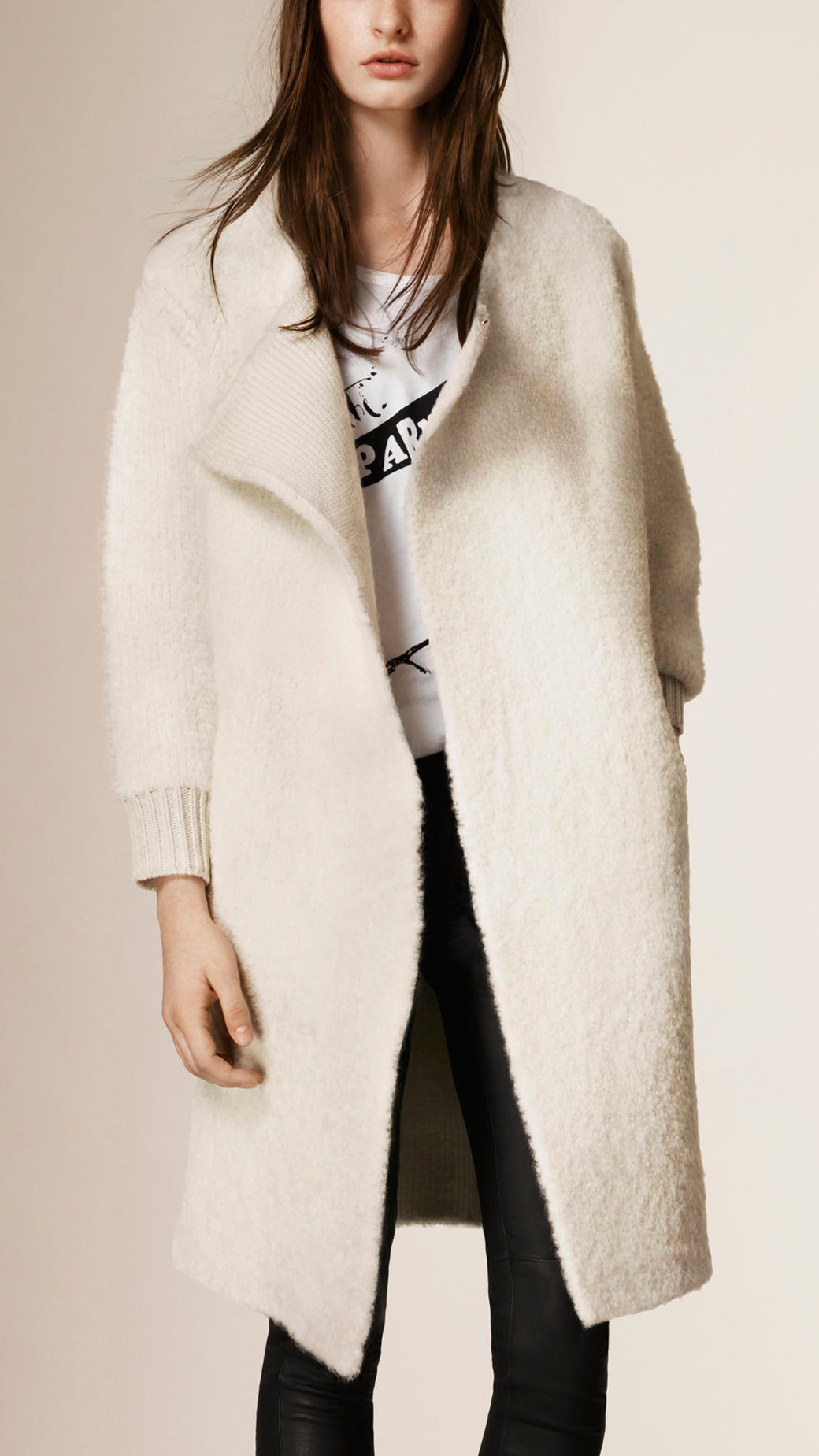Burberry Wool Alpaca Cashmere Cardigan Coat in Natural - Lyst