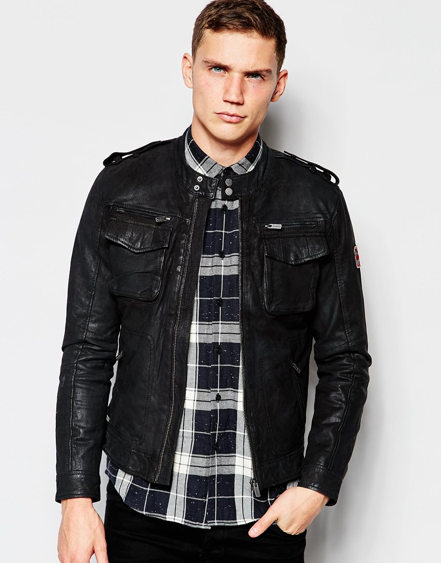 Pepe Jeans Harvey Leather Jacket in Black for Men | Lyst