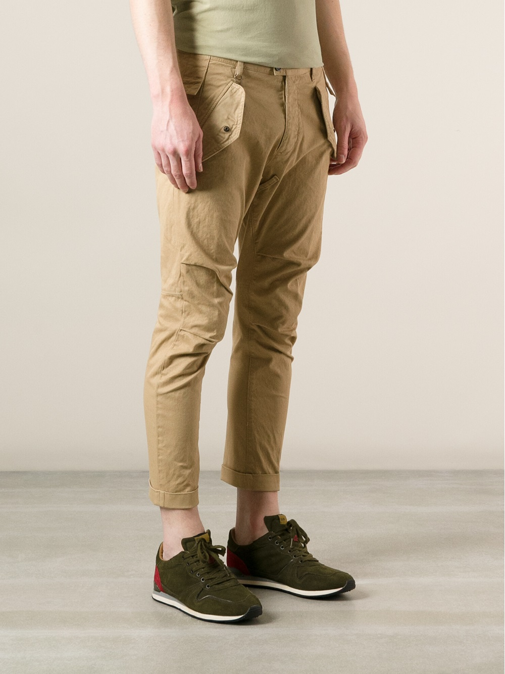 DSquared² Cropped Skinny Chinos in Natural for Men - Lyst