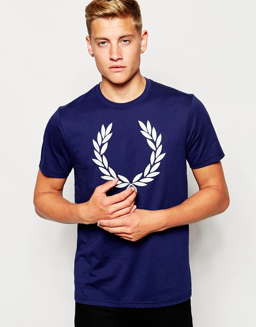 Fred Perry T-shirt With Laurel Wreath Logo In French Navy in Blue for Men -  Lyst