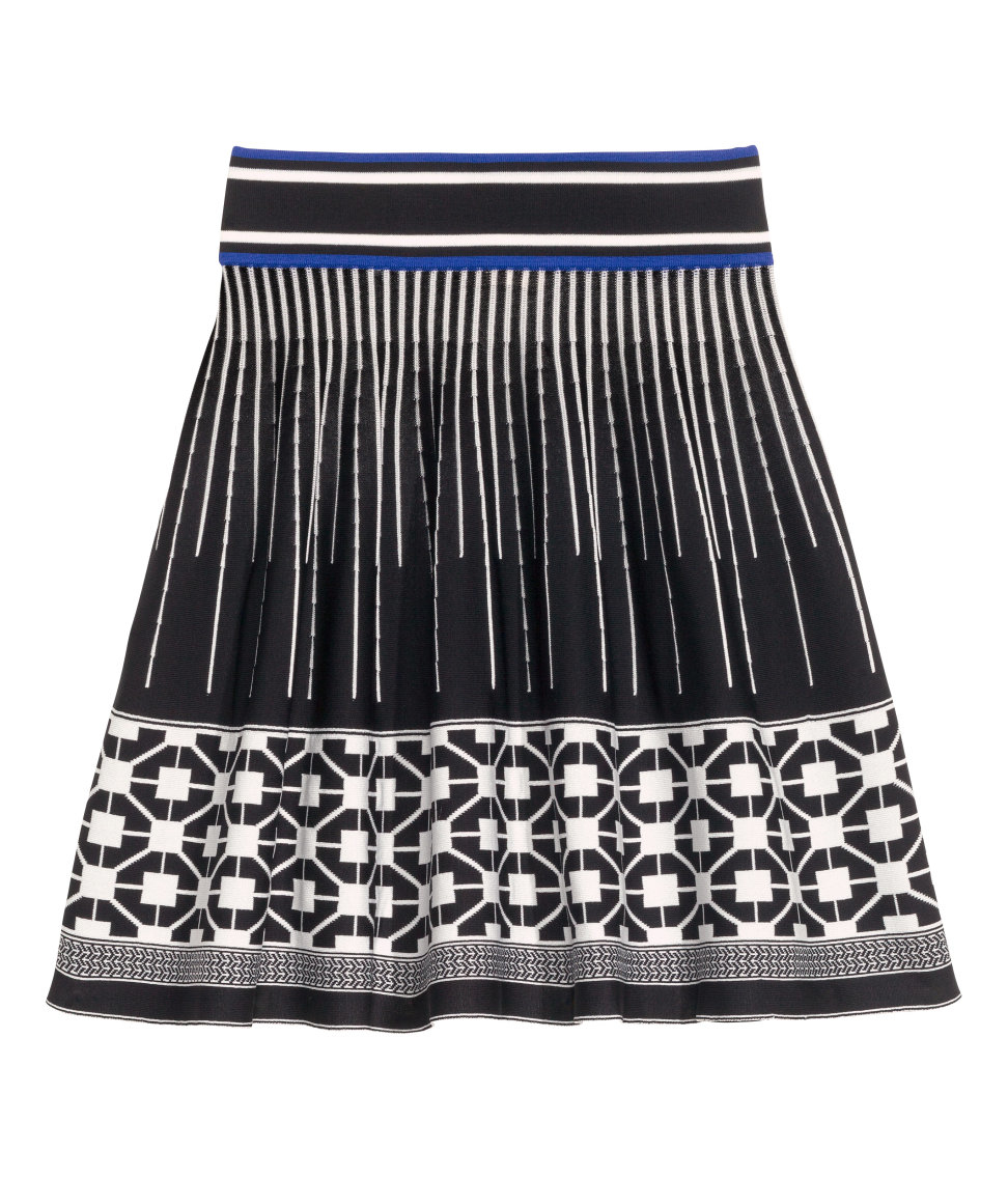 H&M Synthetic Jacquard-knit Skirt in Black/White (White) - Lyst