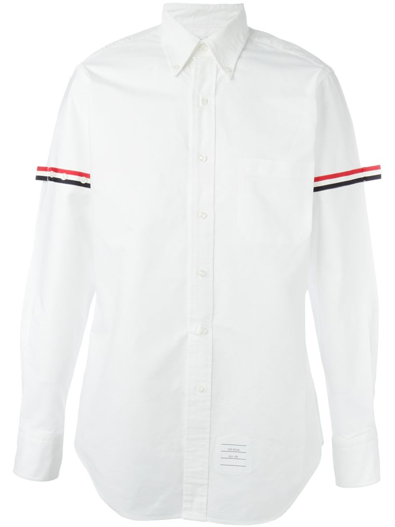 Thom browne Striped Sleeve Shirt in White for Men | Lyst