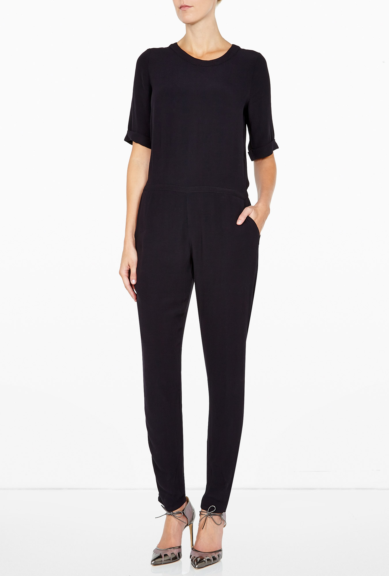 American Vintage Black Crepe Jumpsuit in Black Lyst