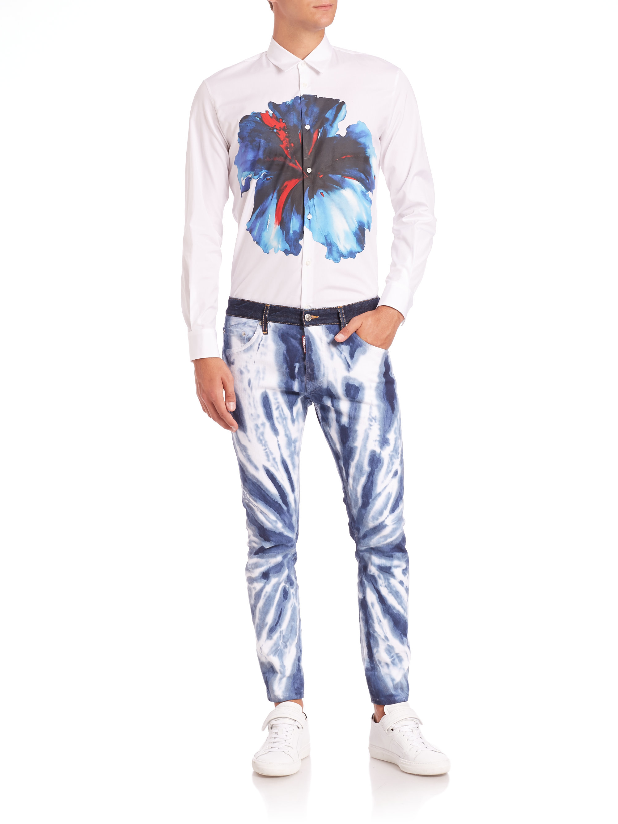 DSquared² Denim Tie Dye Skinny Jeans in BlueWhite (Blue) for Men Lyst