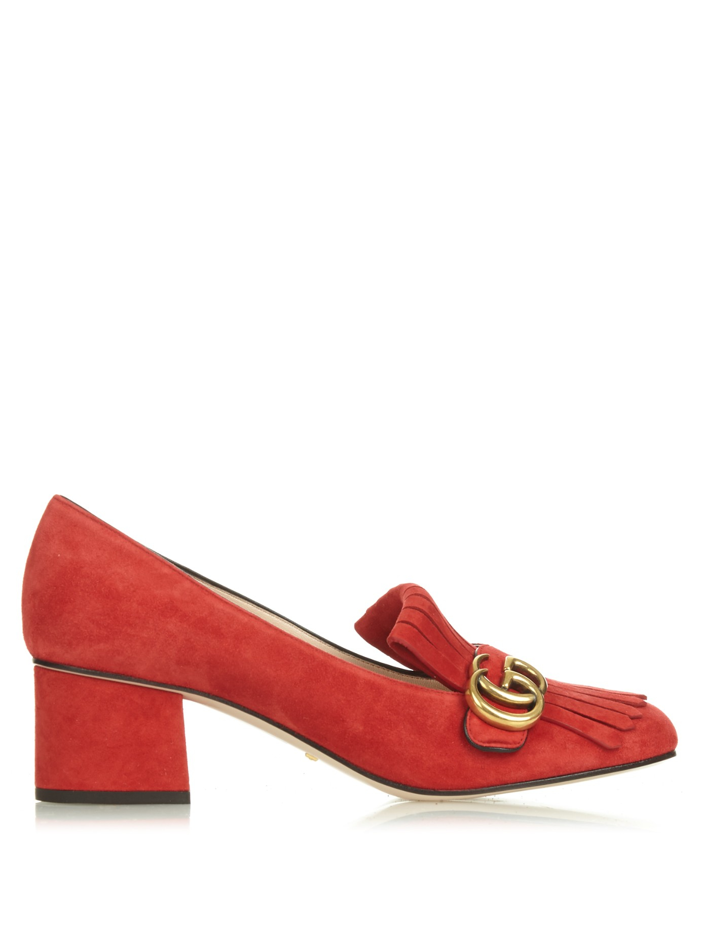 Gucci Marmont Fringed Suede Pumps in 