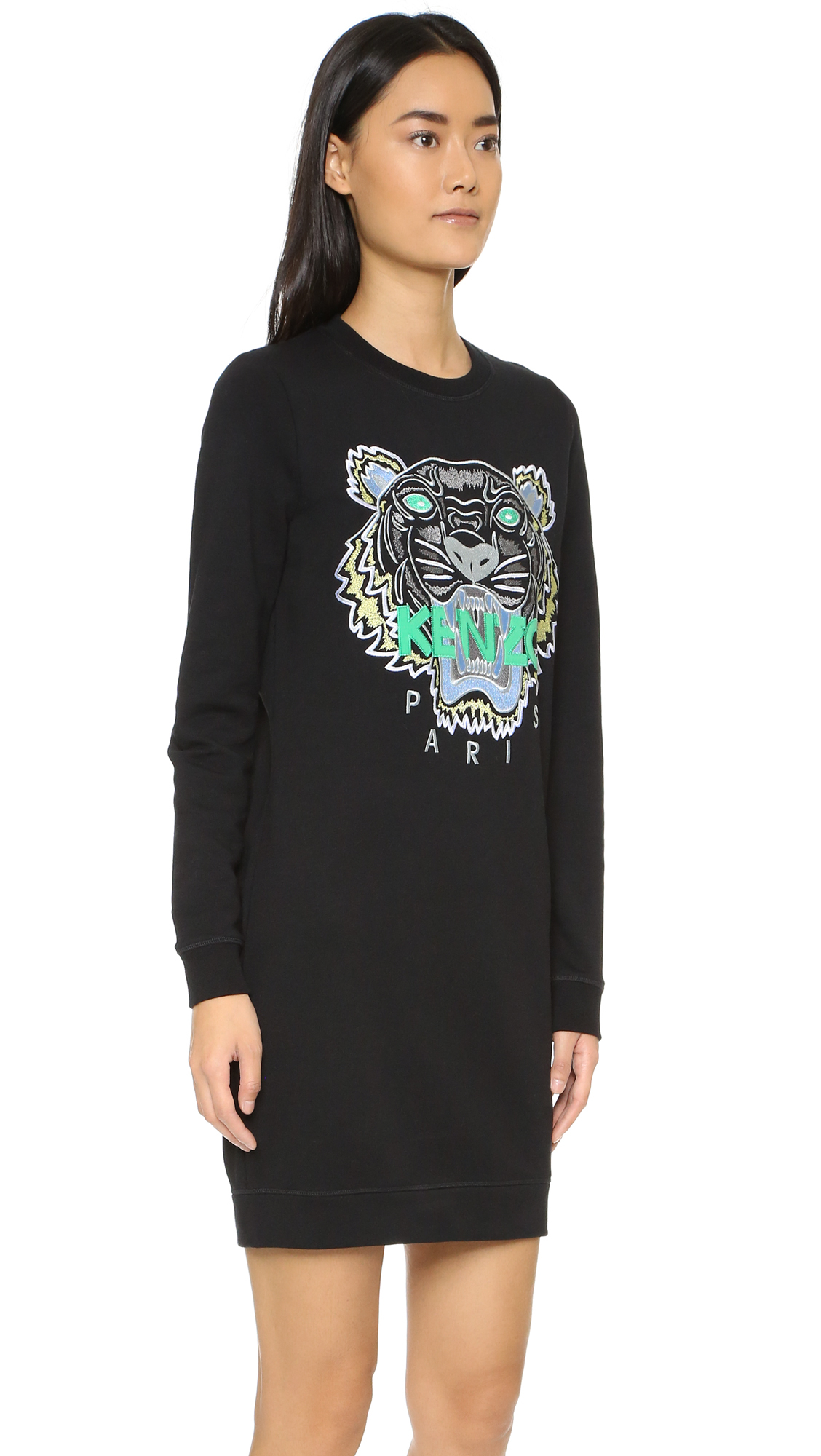 KENZO Tiger Sweater Dress in Black | Lyst