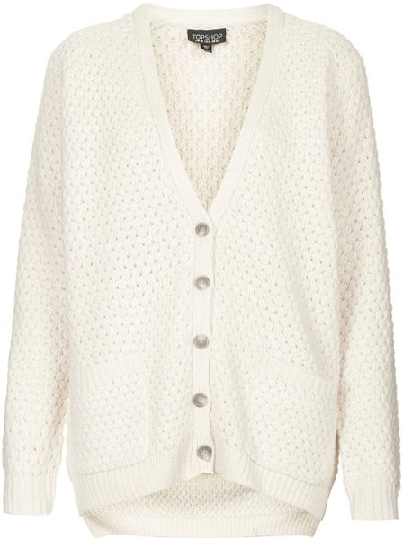 Topshop Bobble Cardigan in White | Lyst