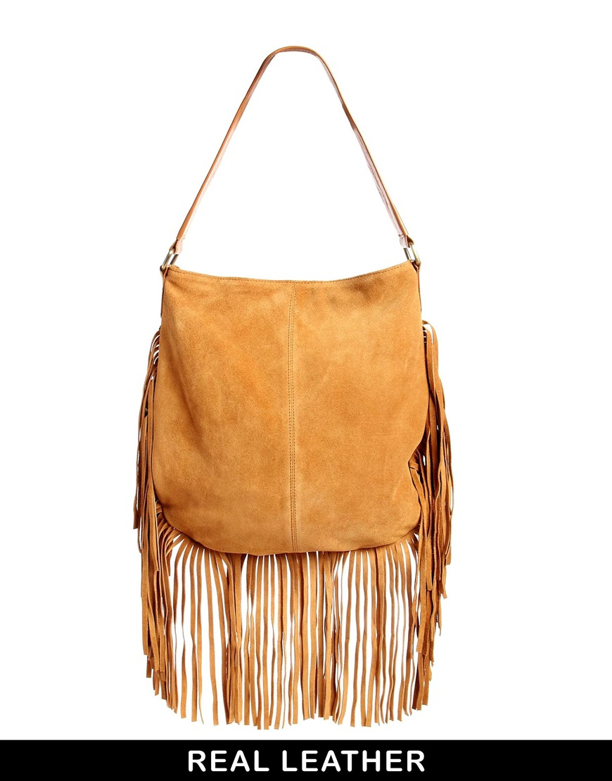 ASOS Suede Fringe Shoulder Bag in Tan (Brown) Lyst