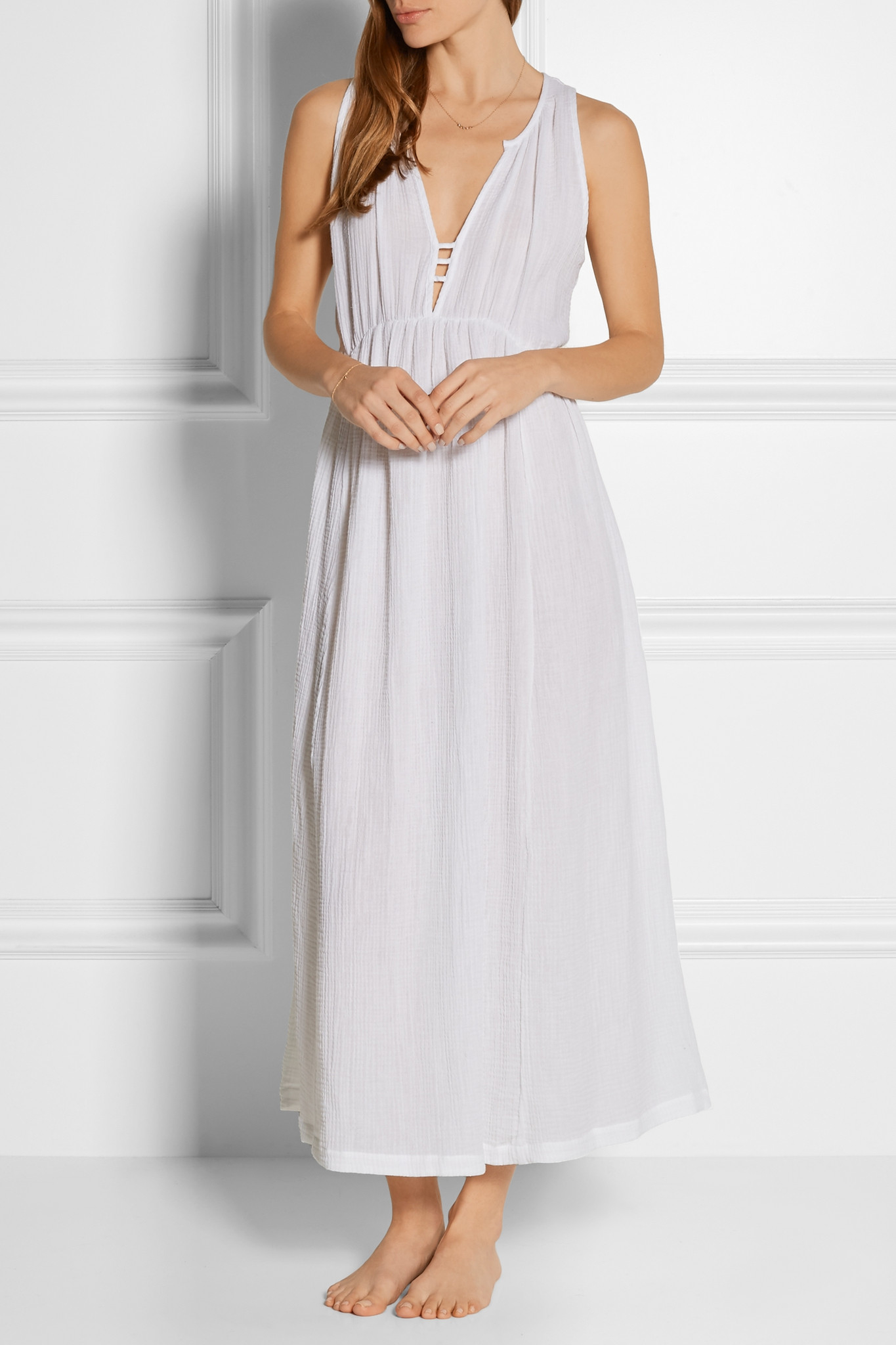 white cotton gauze nightgown