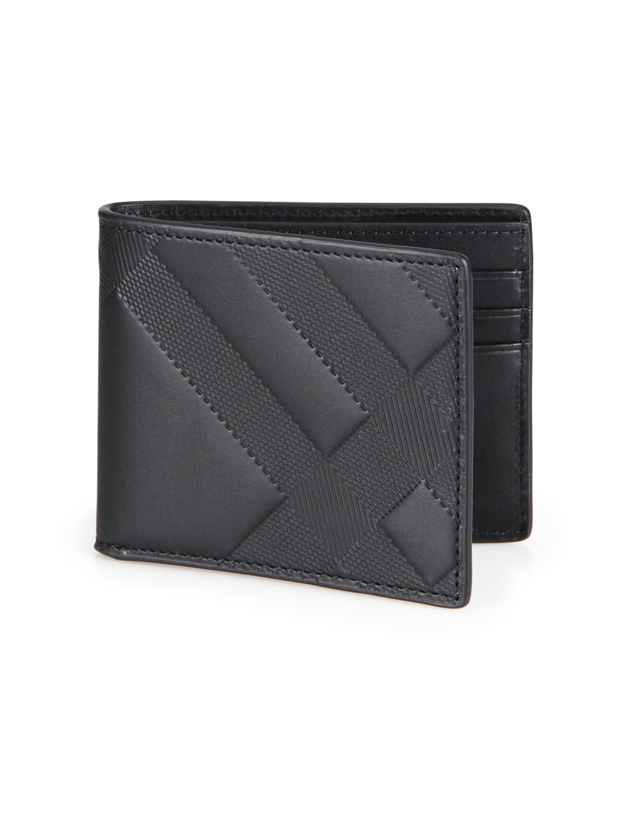 Lyst - Burberry Check-embossed Leather Hipfold Wallet in Black for Men