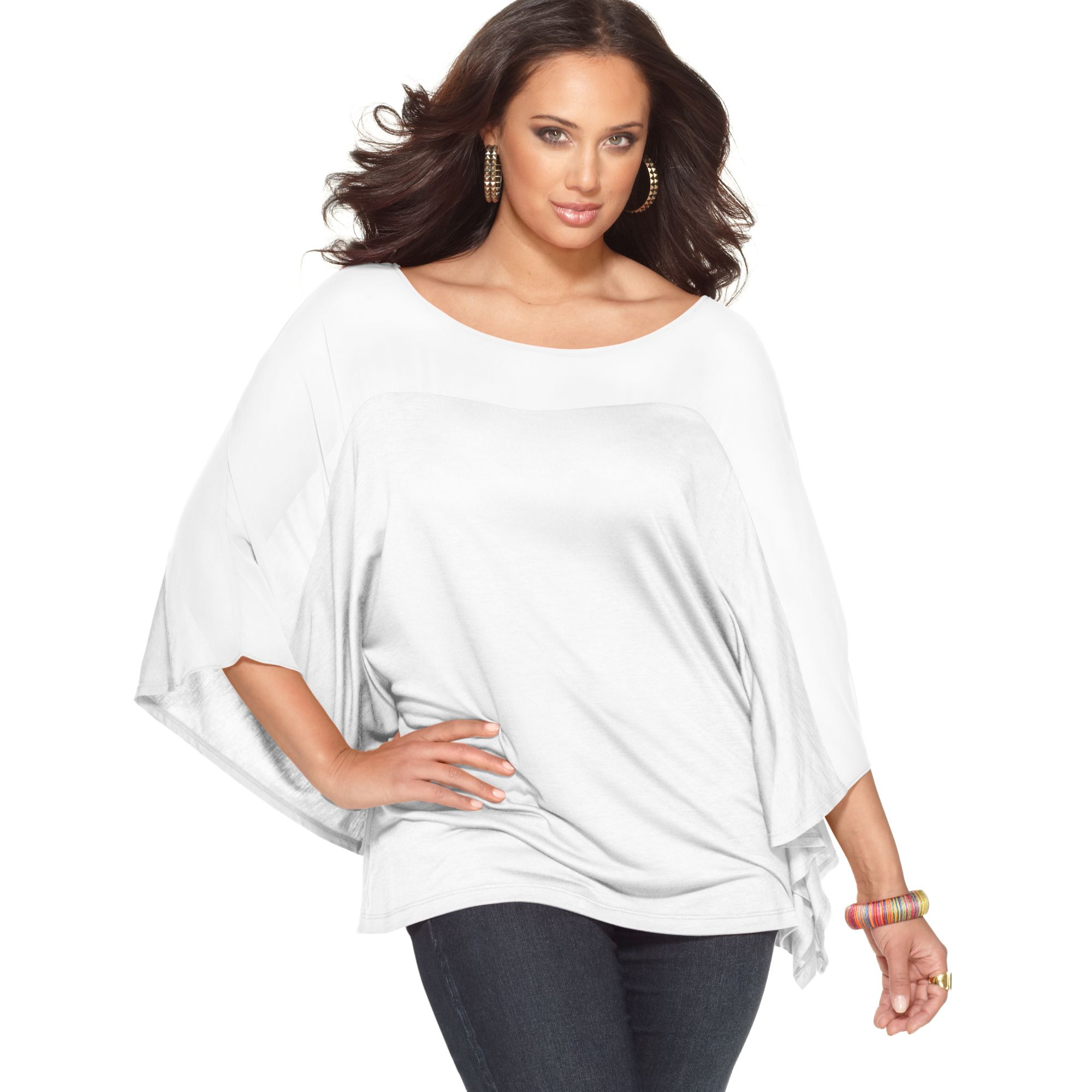 plus size white sheer top