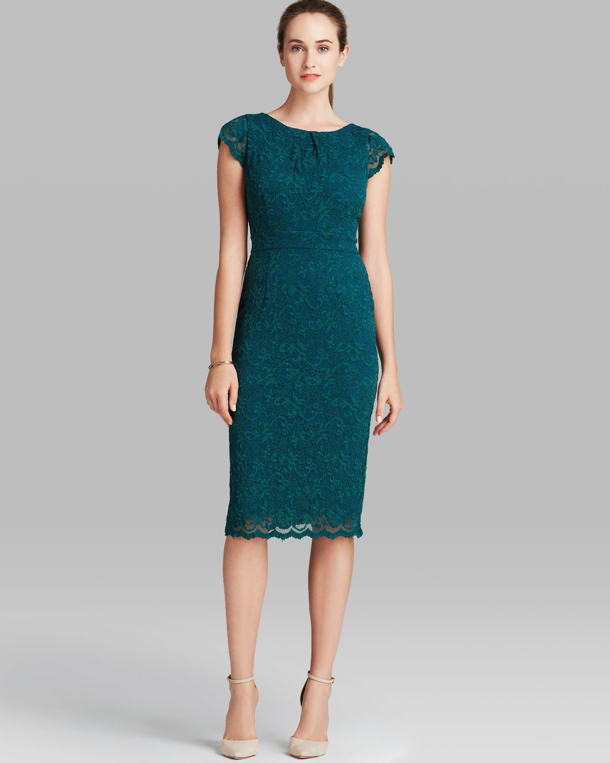 Abs by allen schwartz Dress Sleeveless Midi Lace in Green Lyst